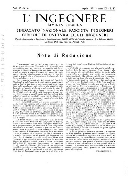 L'ingegnere rivista tecnica del Sindacato nazionale fascista ingegneri