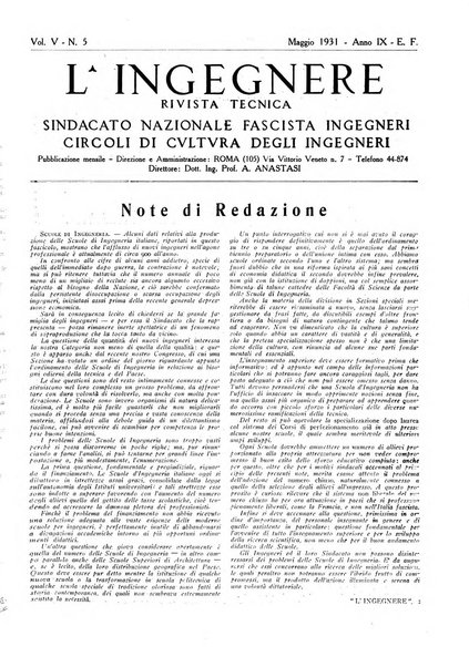 L'ingegnere rivista tecnica del Sindacato nazionale fascista ingegneri