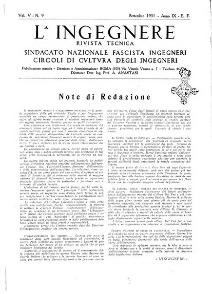 L'ingegnere rivista tecnica del Sindacato nazionale fascista ingegneri