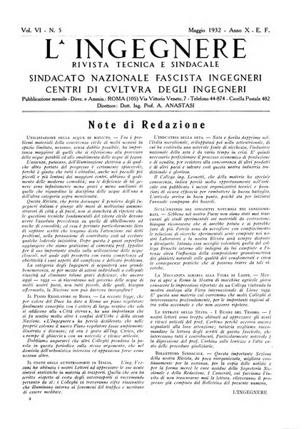 L'ingegnere rivista tecnica del Sindacato nazionale fascista ingegneri