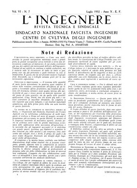 L'ingegnere rivista tecnica del Sindacato nazionale fascista ingegneri