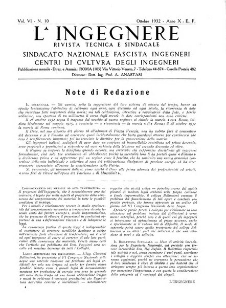 L'ingegnere rivista tecnica del Sindacato nazionale fascista ingegneri