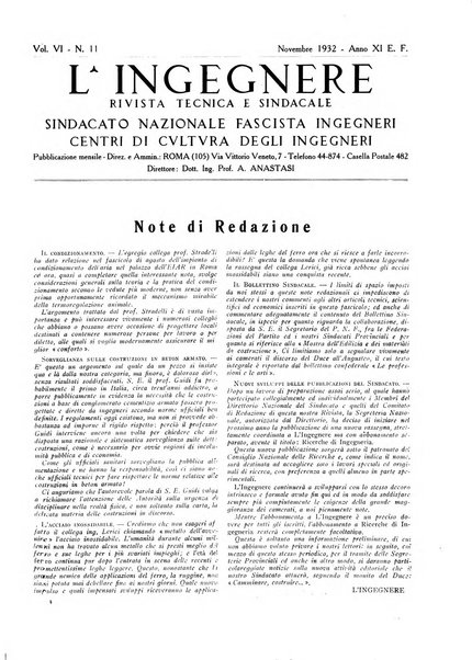 L'ingegnere rivista tecnica del Sindacato nazionale fascista ingegneri