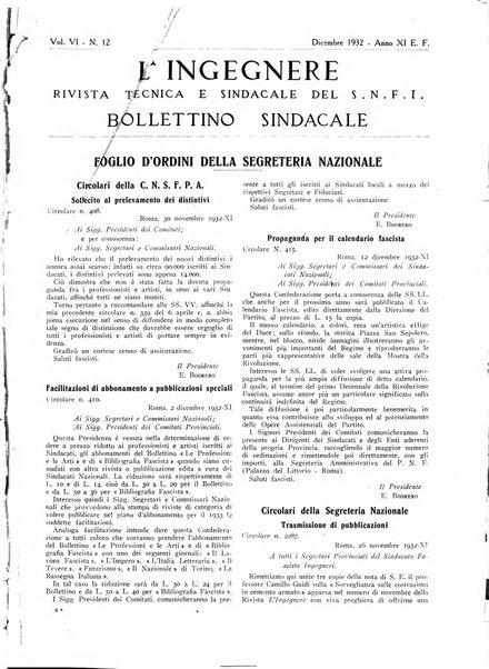 L'ingegnere rivista tecnica del Sindacato nazionale fascista ingegneri