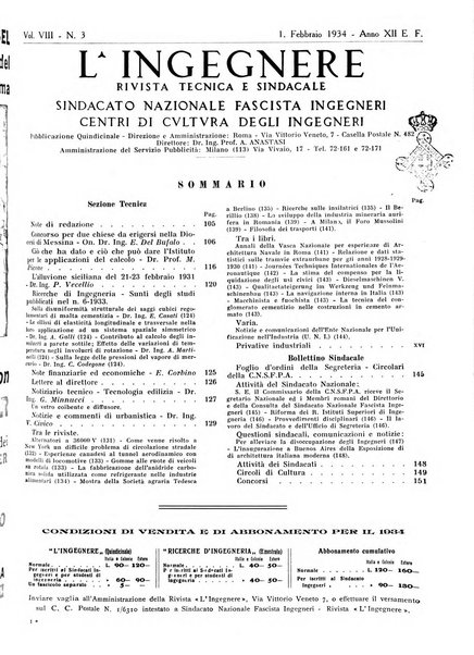 L'ingegnere rivista tecnica del Sindacato nazionale fascista ingegneri