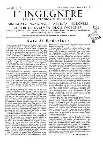 L'ingegnere rivista tecnica del Sindacato nazionale fascista ingegneri