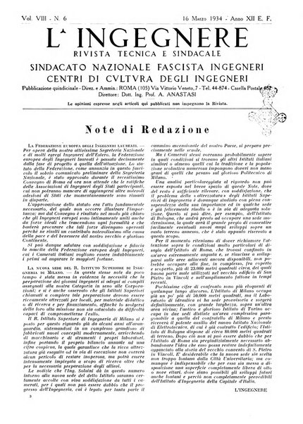 L'ingegnere rivista tecnica del Sindacato nazionale fascista ingegneri