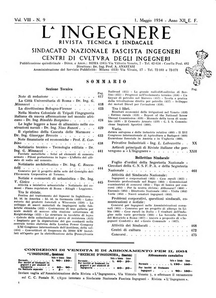 L'ingegnere rivista tecnica del Sindacato nazionale fascista ingegneri