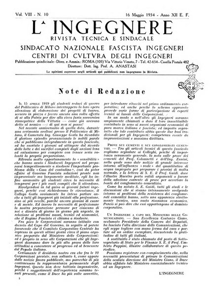 L'ingegnere rivista tecnica del Sindacato nazionale fascista ingegneri