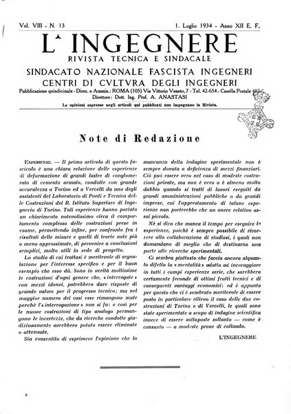 L'ingegnere rivista tecnica del Sindacato nazionale fascista ingegneri