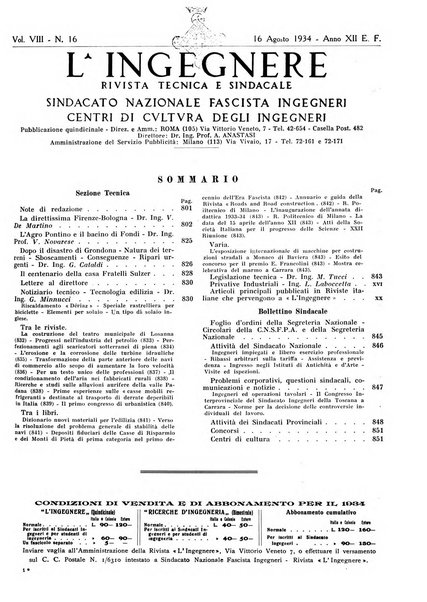 L'ingegnere rivista tecnica del Sindacato nazionale fascista ingegneri