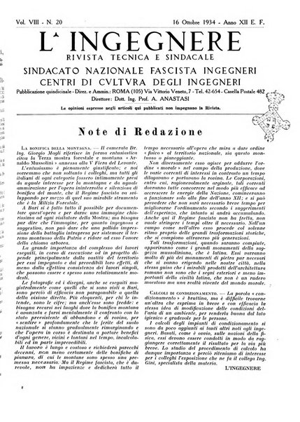 L'ingegnere rivista tecnica del Sindacato nazionale fascista ingegneri