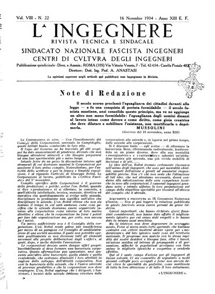 L'ingegnere rivista tecnica del Sindacato nazionale fascista ingegneri