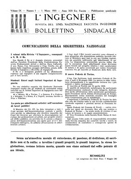 L'ingegnere rivista tecnica del Sindacato nazionale fascista ingegneri