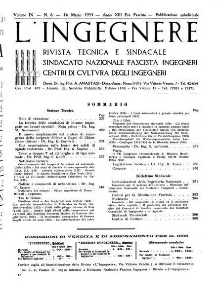 L'ingegnere rivista tecnica del Sindacato nazionale fascista ingegneri