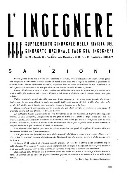 L'ingegnere rivista tecnica del Sindacato nazionale fascista ingegneri