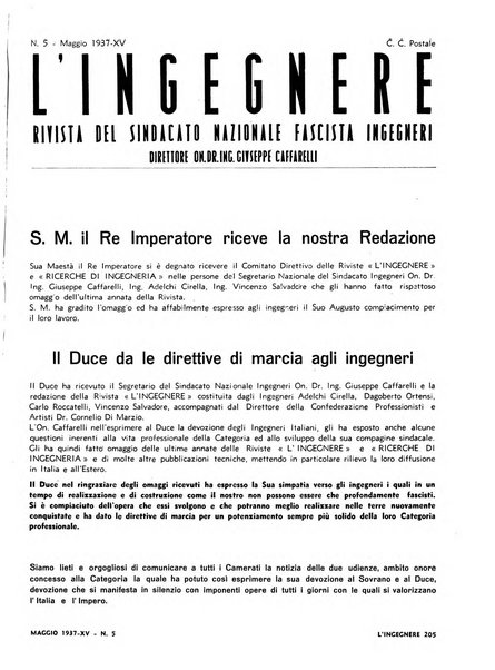 L'ingegnere rivista tecnica del Sindacato nazionale fascista ingegneri