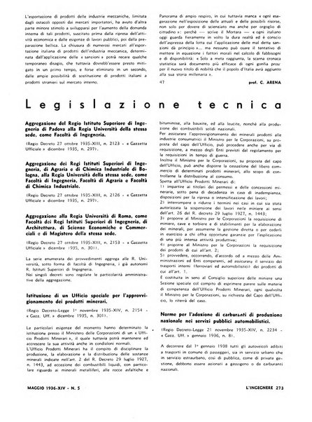 L'ingegnere rivista tecnica del Sindacato nazionale fascista ingegneri