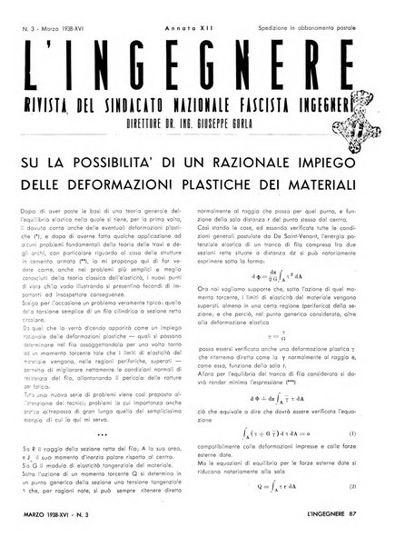 L'ingegnere rivista tecnica del Sindacato nazionale fascista ingegneri