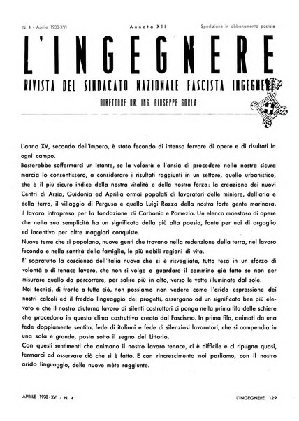 L'ingegnere rivista tecnica del Sindacato nazionale fascista ingegneri