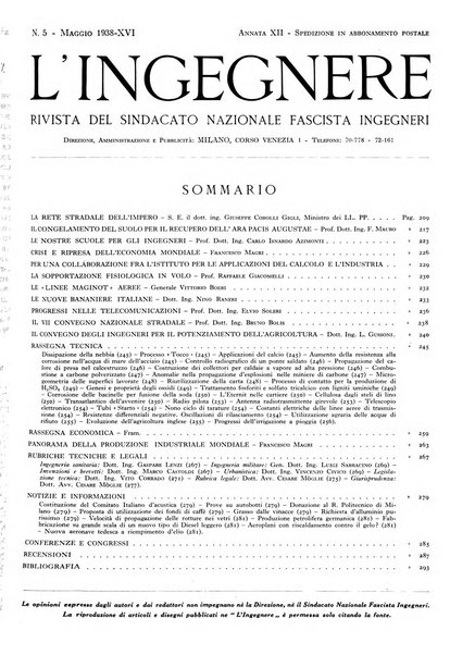 L'ingegnere rivista tecnica del Sindacato nazionale fascista ingegneri