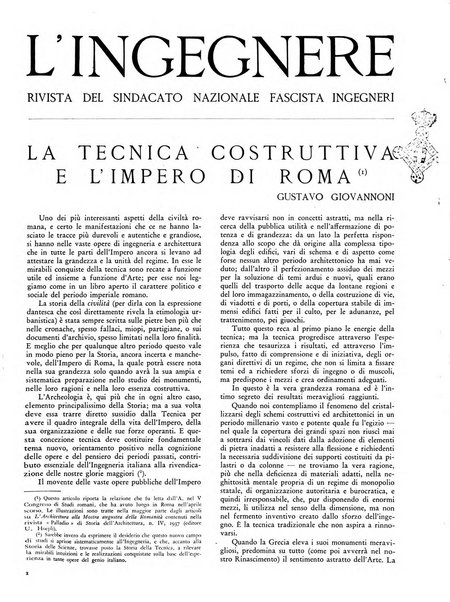 L'ingegnere rivista tecnica del Sindacato nazionale fascista ingegneri