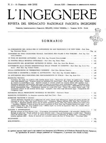 L'ingegnere rivista tecnica del Sindacato nazionale fascista ingegneri