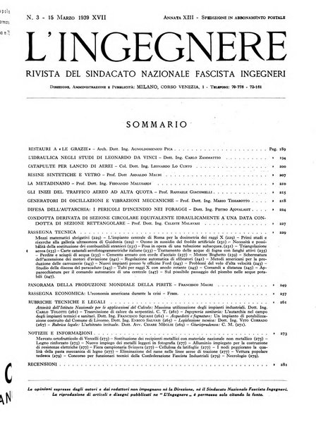 L'ingegnere rivista tecnica del Sindacato nazionale fascista ingegneri