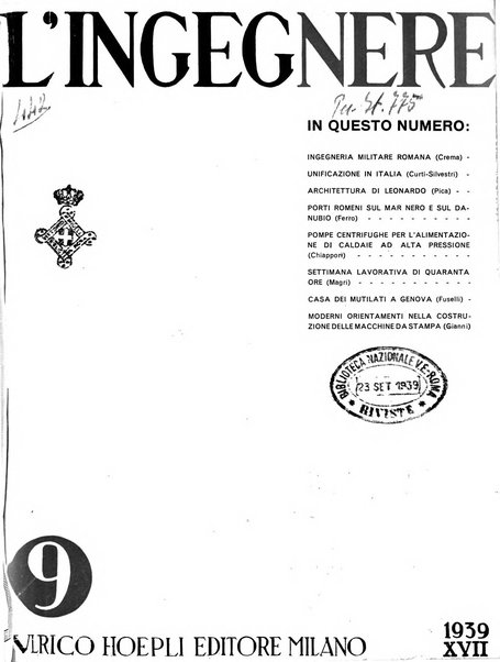 L'ingegnere rivista tecnica del Sindacato nazionale fascista ingegneri