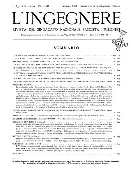 L'ingegnere rivista tecnica del Sindacato nazionale fascista ingegneri