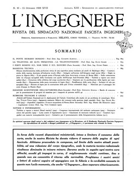 L'ingegnere rivista tecnica del Sindacato nazionale fascista ingegneri