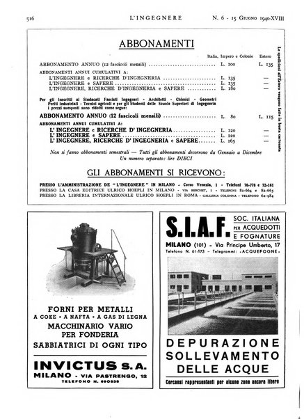 L'ingegnere rivista tecnica del Sindacato nazionale fascista ingegneri