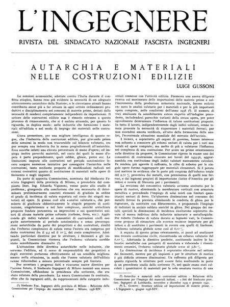 L'ingegnere rivista tecnica del Sindacato nazionale fascista ingegneri