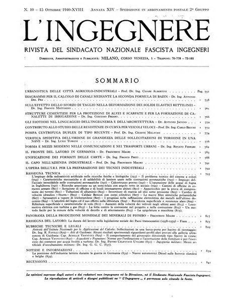 L'ingegnere rivista tecnica del Sindacato nazionale fascista ingegneri