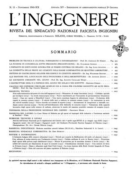 L'ingegnere rivista tecnica del Sindacato nazionale fascista ingegneri