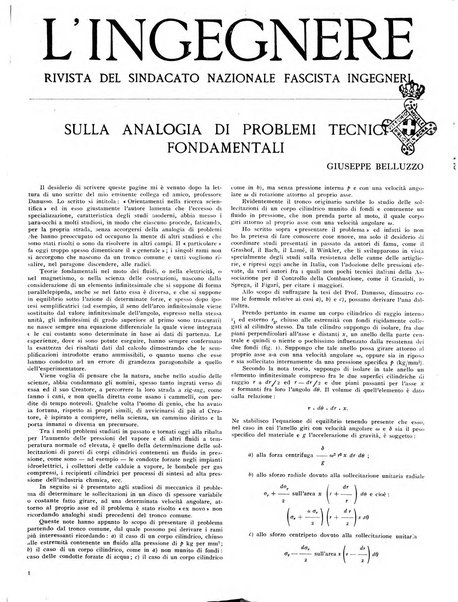 L'ingegnere rivista tecnica del Sindacato nazionale fascista ingegneri