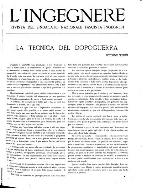 L'ingegnere rivista tecnica del Sindacato nazionale fascista ingegneri