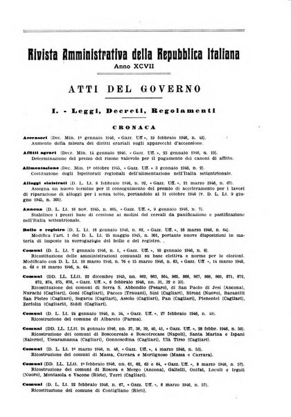 Rivista amministrativa della Repubblica italiana giornale ufficiale delle amministrazioni centrali e provinciali, dei comuni e degli enti e istituzioni pubbliche di assistenza e di beneficenza