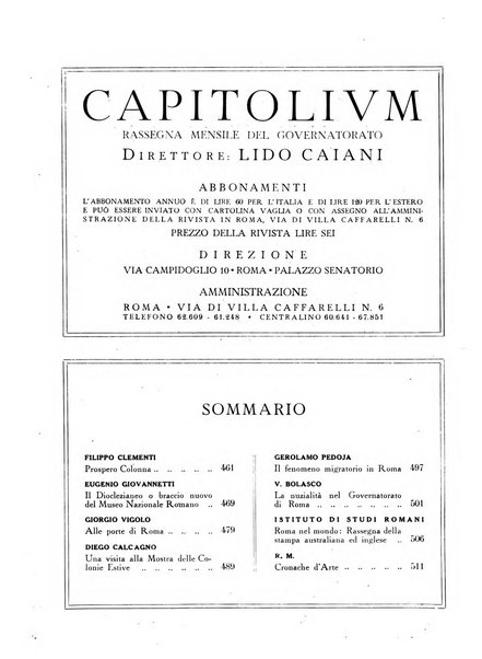 Capitolium rassegna mensile del Governatorato