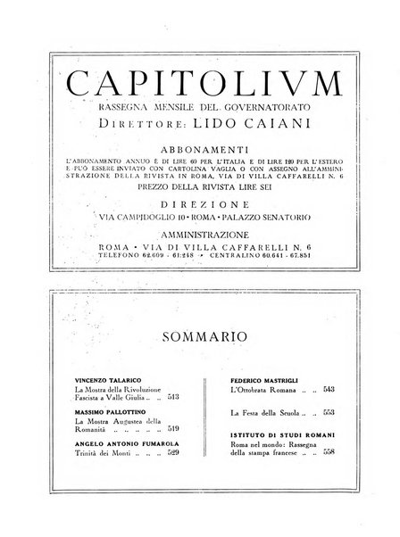 Capitolium rassegna mensile del Governatorato