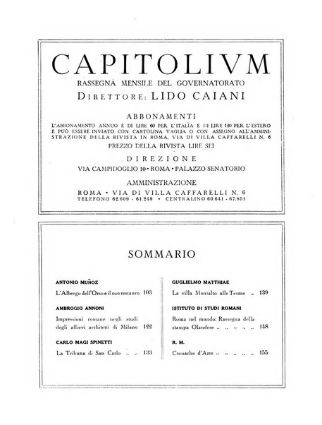 Capitolium rassegna mensile del Governatorato