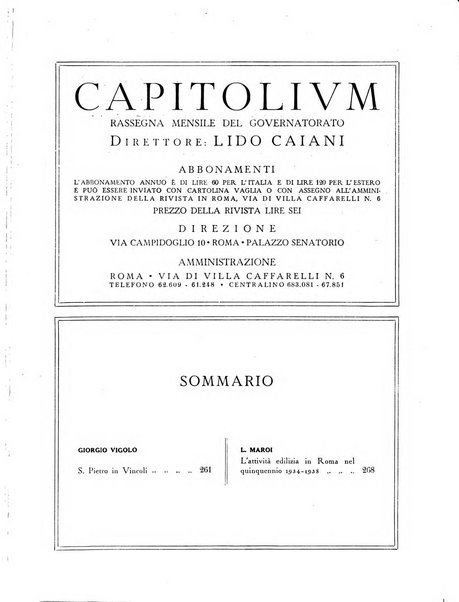 Capitolium rassegna mensile del Governatorato