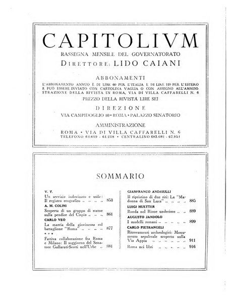 Capitolium rassegna mensile del Governatorato