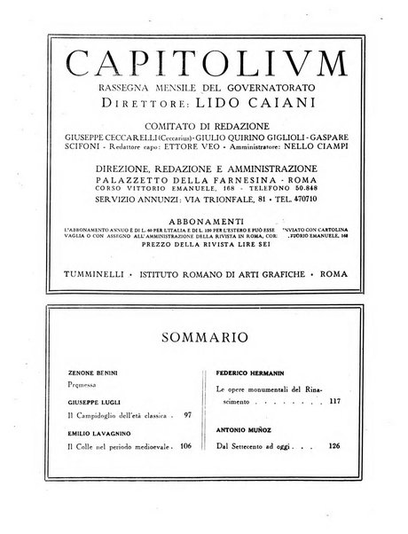 Capitolium rassegna mensile del Governatorato