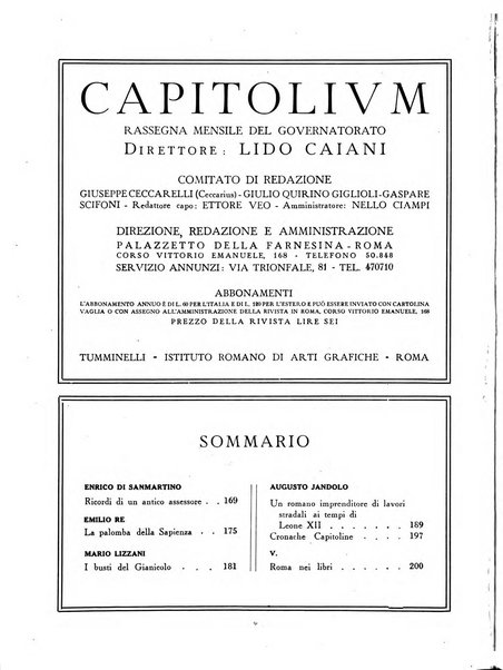 Capitolium rassegna mensile del Governatorato