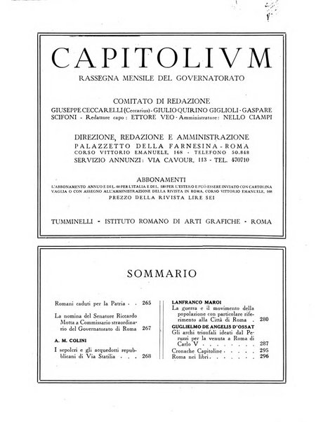 Capitolium rassegna mensile del Governatorato