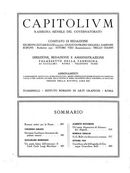 Capitolium rassegna mensile del Governatorato