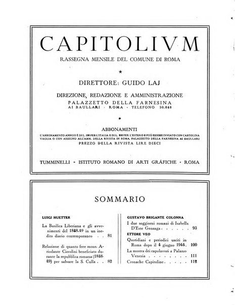 Capitolium rassegna mensile del Governatorato