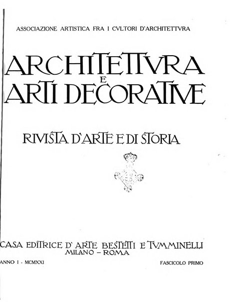 Architettura e arti decorative rivista d'arte e di storia