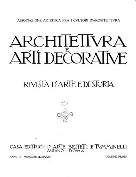 Architettura e arti decorative rivista d'arte e di storia